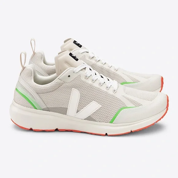 Worn once Veja Candor 2 Alveomesh Natural Cream lime green orange sneakers 7.5 - Picture 1 of 14